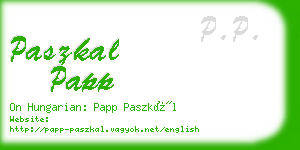 paszkal papp business card